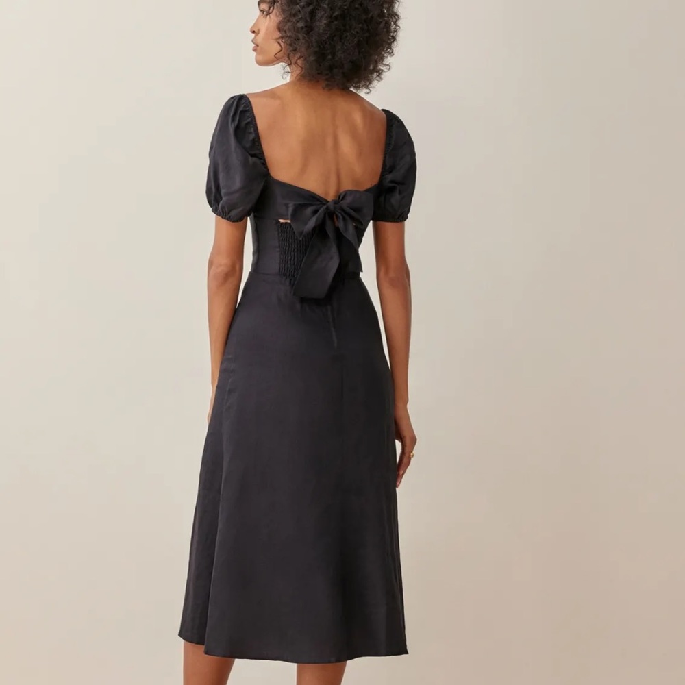 Reformation Denver Linen Dress in Black *NEW* - Picture 3 of 6